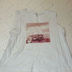 Old Navy White Tank Top with Graphic Print